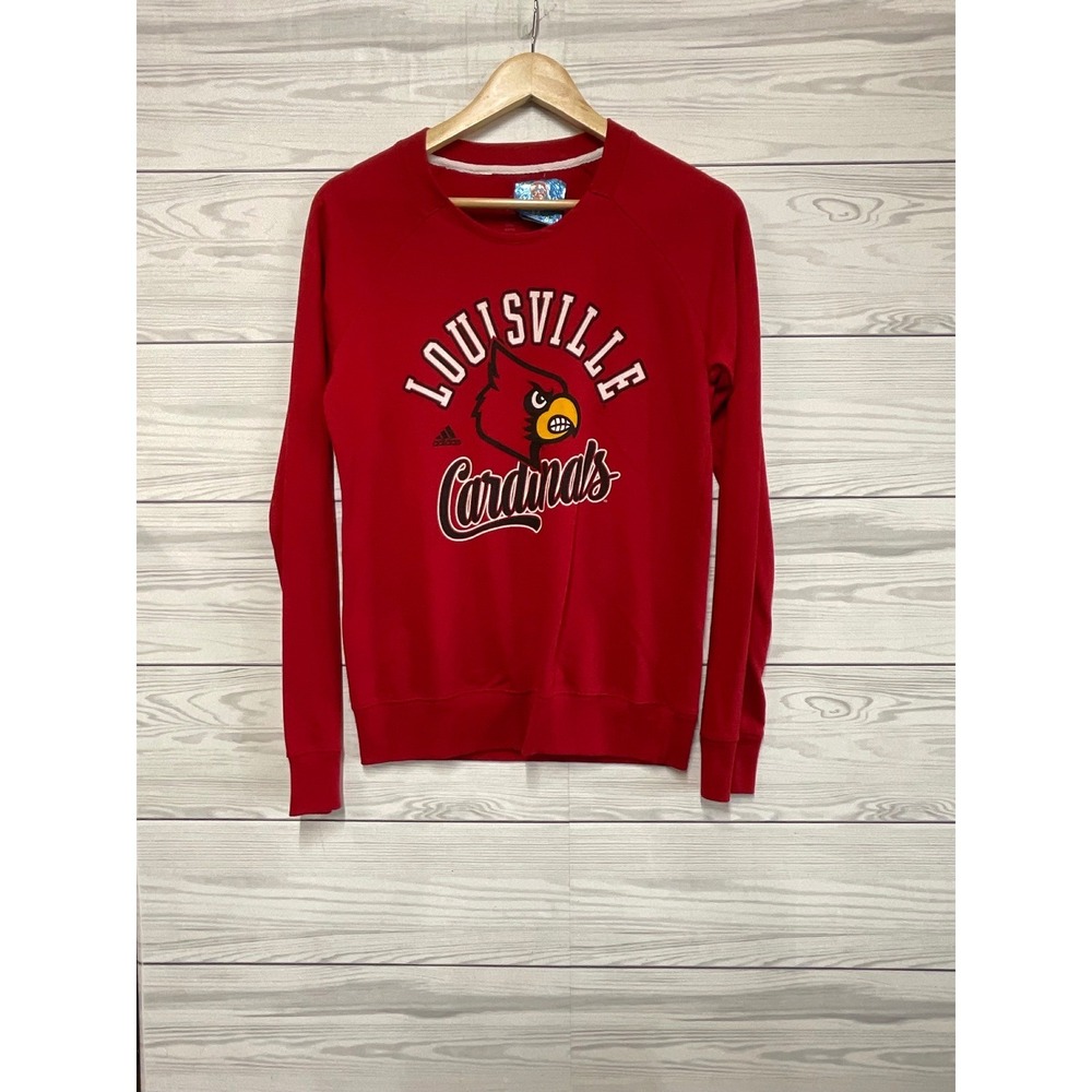 New Adidas Louisville Cardinals Long Sleeve Tee T-Shirt Women Small Red Pullover